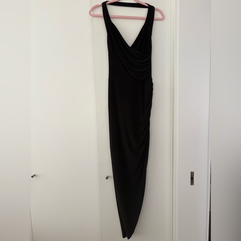 Norma Kamali Cayla Side Drape Gown in Black - Picture 4 of 10